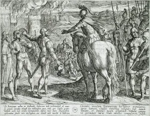 Batavian Prints: The Romans Burning the Dutch Countryside, Publshed 1612. Creator: Antonio Tempesta