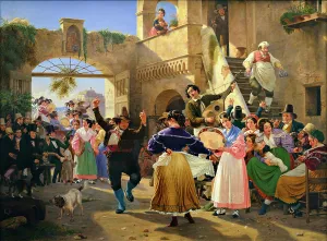 Restaurant Prints: Romans Gathered for Merriment at an Osteria, 1839. Creator: Wilhelm Marstrand