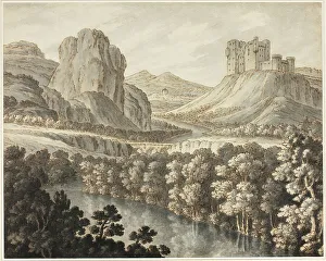Adam Robert Prints: A Romantic Landscape with a Ruined Castle, 1778-87. Creator: Robert Adam