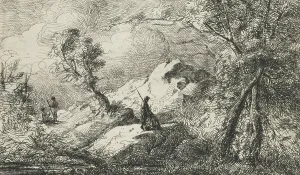 Sidney Herbert 1st Baron Herbert Of Lea Prints: Romantic scene with figures in mid distance, 1831. Creator: David Charles Read