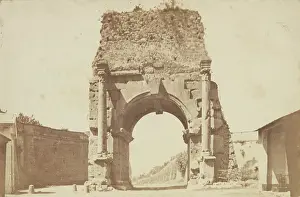 Rome - the arch under which the ancient Appian Way (Via Appia) began, between 1870-1880. Creator: Unknown