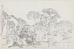 Rooftops and Umbrella Pines, 1744/1750. Creator: Joseph-Marie Vien the Elder