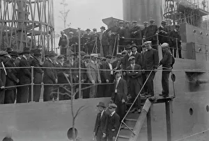 Training Ship Prints: Rookies leave U.S.S. Recruit for Newport, 1917. Creator: Bain News Service