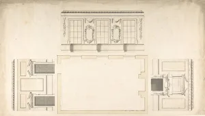 Plans Prints: Room Design Showing Plan and Three Wall Elevations, ca. 1740-60. Creator: Anon