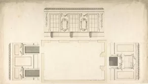 Plans Gallery: Room Design Showing Plan and Three Wall Elevations, ca. 1740-60. Creator: Anon