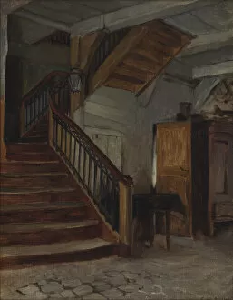 Images Dated 6th July 2021: Room Interior with Winding Staircase, late 19th-early 20th century
