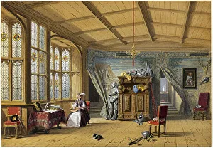 Mandolin Prints: Room Leading to the Chapel, Knowle, Kent, 1869. Creator: Joseph Nash