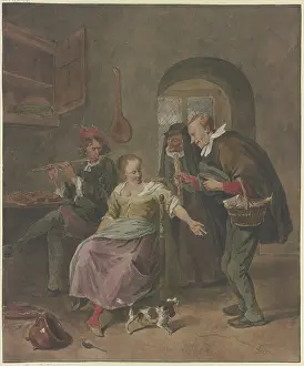 Flute Prints: In a room a man is playing the flute