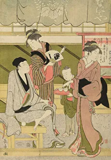Tea House Prints: The Front Room of the Naniwaya (Naniwaya misesaki), c. 1800. Creator: Eishosai Choki