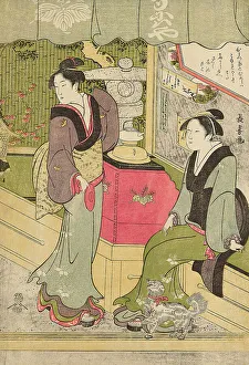 Tea House Prints: The Front Room of the Naniwaya (Naniwaya misesaki), c. 1800. Creator: Eishosai Choki