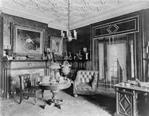 Cyanotypes 1900 1910 Gmgpc Prints: Room with plasterwork ceiling, fireplace