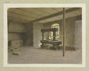 Chimney Breast Prints: Room with wine press in Marienhausen, 1883. Creator: Carl Theodor Reiffenstein