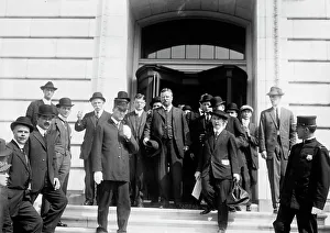 Presidential Campaign Prints: Roosevelt leaving Capitol, 1912. Creator: Bain News Service