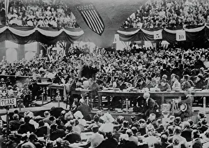 Presidential Campaign Prints: Roosevelt speaking in convention hall, Chicago, 1912. Creator: Bain News Service