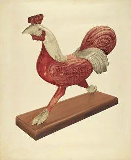 Howard Weld Prints: Rooster, c. 1938. Creator: Howard Weld