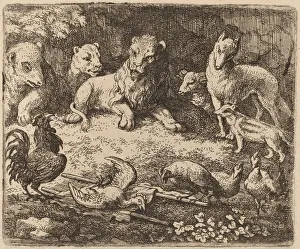 Aldret Van Everdingen Prints: The Rooster Charges Reynard, probably c. 1645 / 1656. Creator: Allart van Everdingen