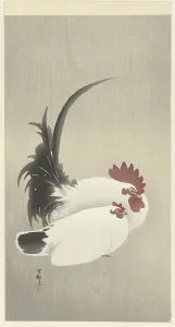 Landscapeanimals And Birds Prints: Rooster and hen, 1920-1930. Creator: Ohara, Koson (1877-1945)