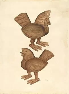 Al Curry Collection: Rooster and Hen, 1935 / 1942. Creator: Al Curry
