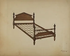 Bed Frame Prints: Rope Bed, c. 1939. Creator: Walter G. Capuozzo