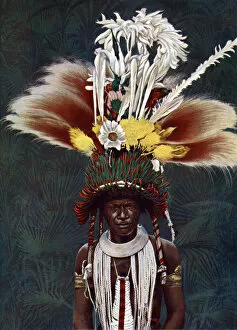 A Roro chief dressed for a ceremonial dance, Papua New Guinea, 1920.Artist: Charles Gabriel Seligman