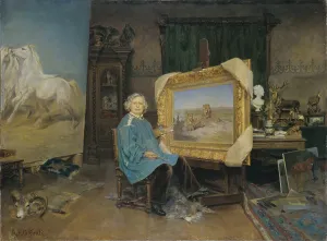 Musee Dorsay Prints: Rosa Bonheur in her studio, 1893. Creator: Achille-Fould, Georges (1868-1951)