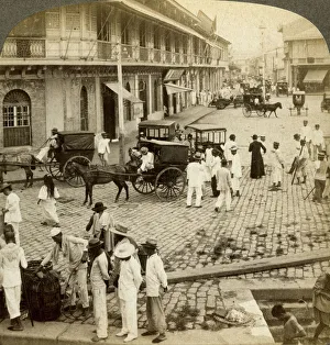 Rosario Road and Binondo Church, Manila, Philippines. Artist: Underwood & Underwood