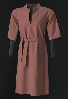 Mcgee Arthur Prints: Rose pink shirt dress and belt designed by Arthur McGee, mid 20th-late 20th century