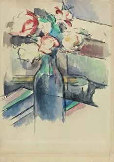 Flower Arrangement Gallery: Roses in a Bottle [recto], 1900 / 1904. Creator: Paul Cezanne