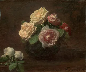 Fantin Latour Henri Prints: Roses in a Bowl, 1881. Creator: Henri Fantin-Latour