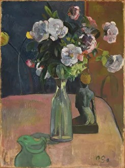 Gauguin Prints: Roses et statuette, 1889. Creator: Gauguin, Paul Eugéne Henri (1848-1903)