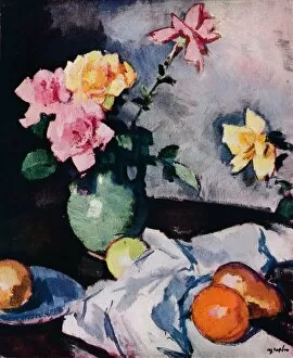 Tabletop Collection: Roses and Fruit, c1931. Artist: Samuel John Peploe