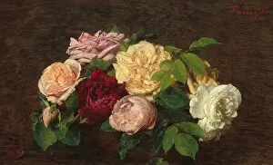 Roses de Nice on a Table, 1882. Creator: Henri Fantin-Latour