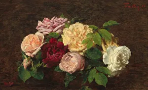 Roses Prints: Roses de Nice on a Table, 1882. Creator: Henri Fantin-Latour
