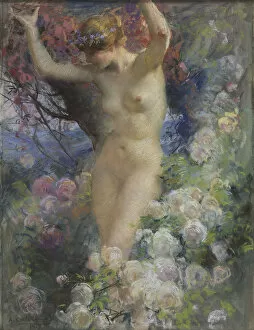 Pastel On Cardboard Collection: Among the roses (Parmi les roses), 1917