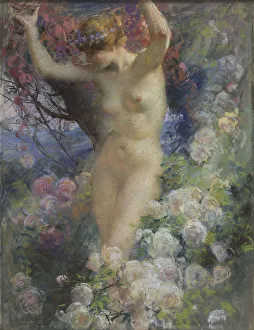 Pastel On Cardboard Collection: Among the roses (Parmi les roses), 1917