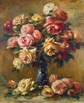 Pink Collection: Roses in a Vase, c1910. Artist: Pierre-Auguste Renoir