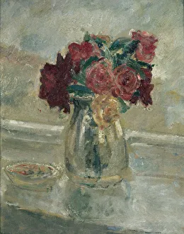 Windowsill Prints: Roses in a vase, c1939. Creator: Ethel Walker
