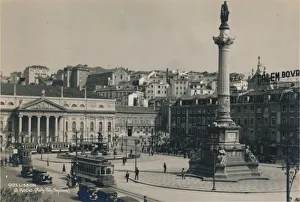Lisbon Prints: Rossio Square, Lisbon, Portugal, 1936