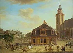 City Life Prints: The Rossmarkt in Frankfurt, 18th century. Creator: Christian Georg Schutz