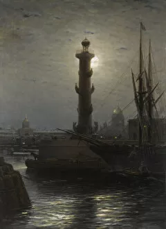 Neva Collection: The Rostral Column near the Stock Exchange in St. Petersburg, 1878