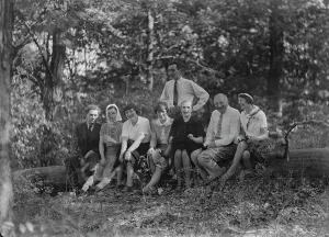Portrait Photographs Prints: Rothbart, Albert, Mr. group, in the woods, between 1920 and 1935. Creator: Arnold Genthe