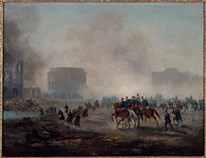 The Rotonde de la Villette surrounded by Versailles troops, 1871. Creator: Gustave Boulanger
