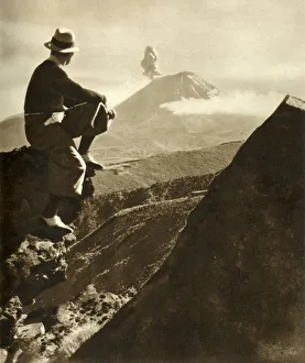Erupting Prints: The Rotorua district in the North Island of New Zealand - The climber is resting