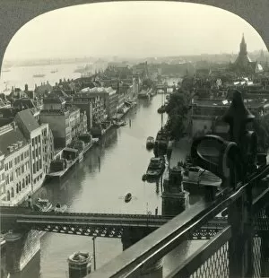 Rotterdam, Netherlands - Southwest from the Witte House, Showing the River and Parallel Canal
