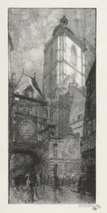 Auguste Louis Lepère French Prints: Rouen Illustre: La Gros Horloge, 1888. Creator: Auguste Louis Lepere (French, 1849-1918)