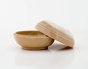 Stoneware Prints: Rouge box with cover, date unknown. Creator: Unknown