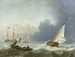 Ludolf Bakhuysen Prints: Rough Sea with a Dutch Yacht, 1694. Creator: Ludolf Bakhuizen