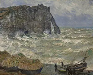 Salvage Prints: Rough Sea at Etretat, 1883. Creator: Monet, Claude (1840-1926)