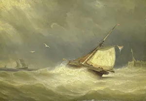 Adversity Prints: Rough Sea with Sailing Vessels, 1850-1859. Creator: Georges Johannes Hoffmann