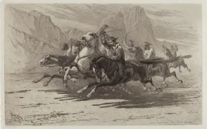 Etching In Black Prints: Rough Sport in the Yosemite, 1886. Creator: James David Smillie